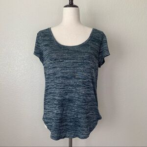 Lou & Grey Size Medium Marled Green Short Sleeves Women’s Top